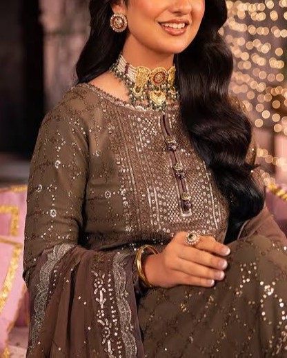 Chiffon Suit – 3PC | Espresso Charm Collection - Image 3