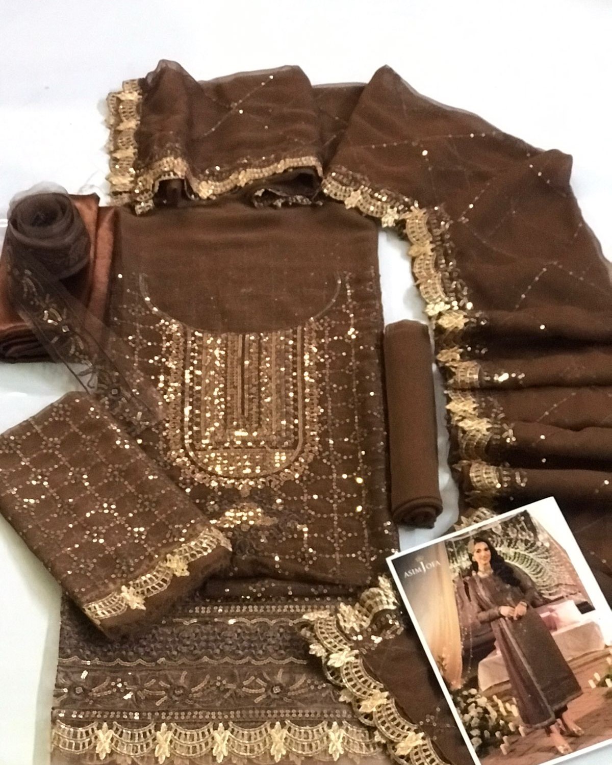 Chiffon Suit – 3PC | Espresso Charm Collection - Image 7