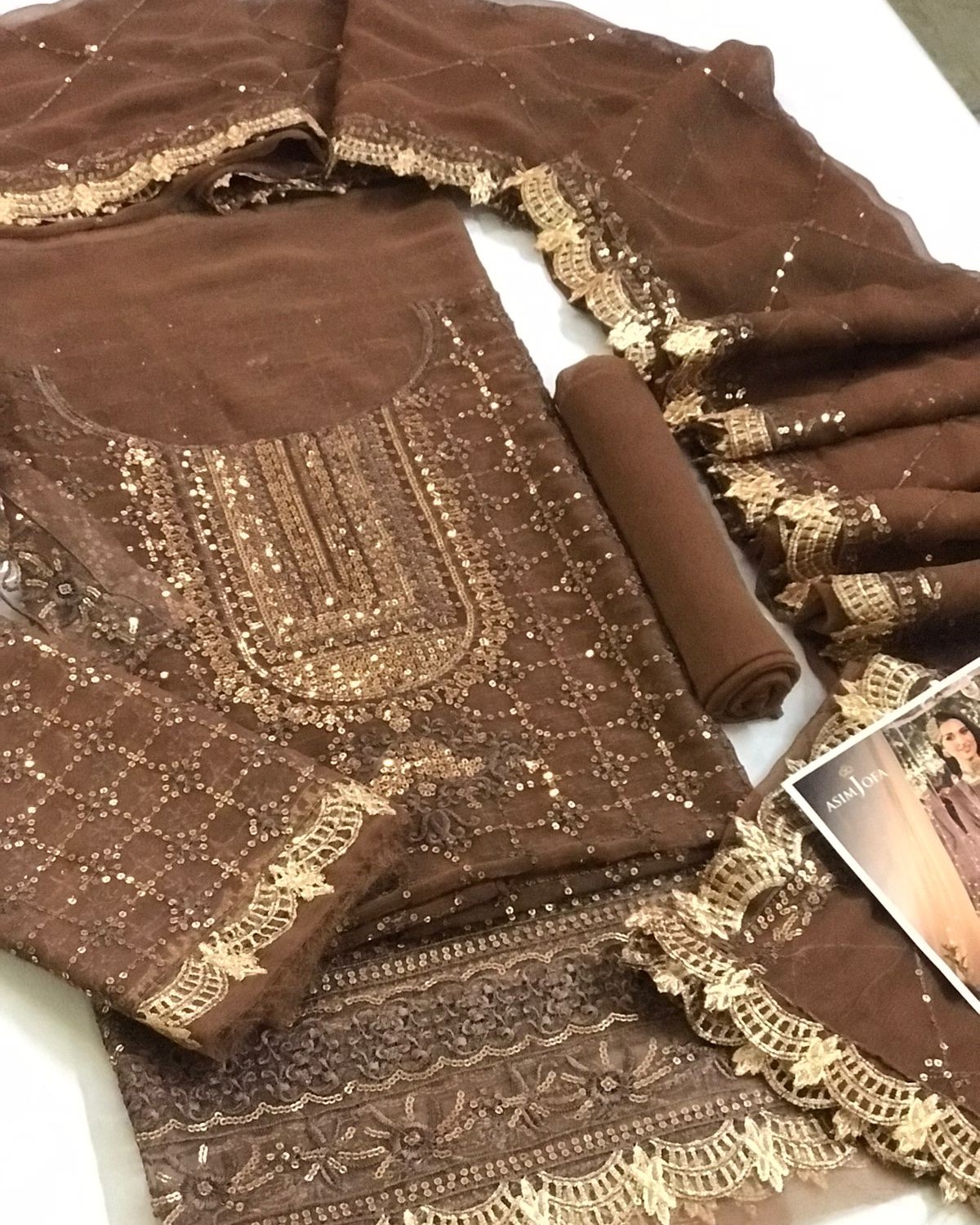 Chiffon Suit – 3PC | Espresso Charm Collection - Image 5