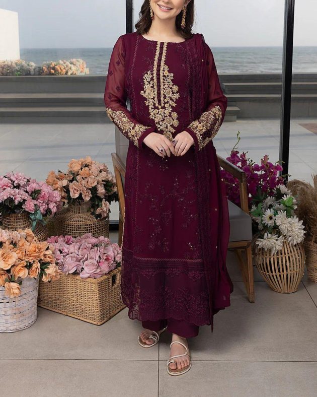 Chiffon Suit – 3PC | Luxury Collection