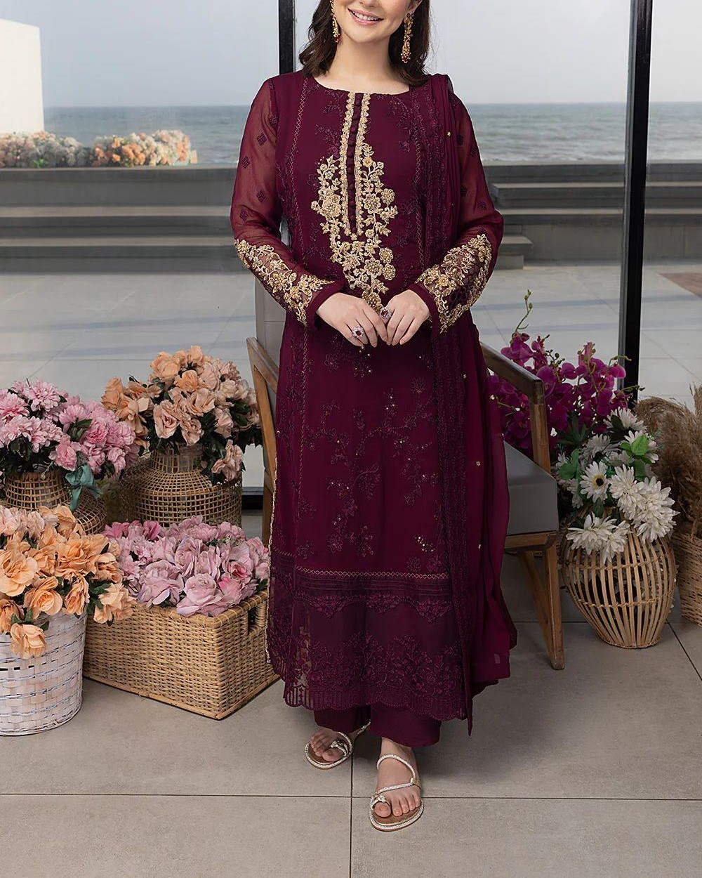 Chiffon Suit – 3PC | Luxury Collection