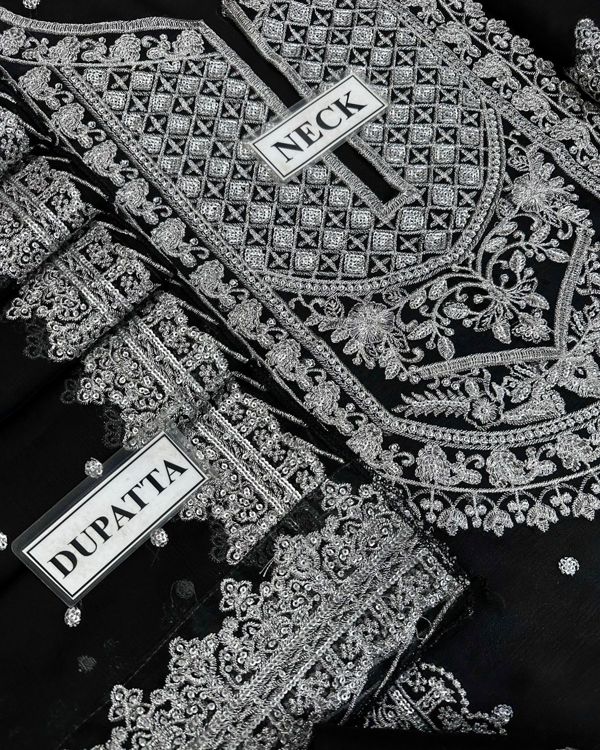 Chiffon Heavy Embroidered Spangle Work 3PC Suit - Image 6