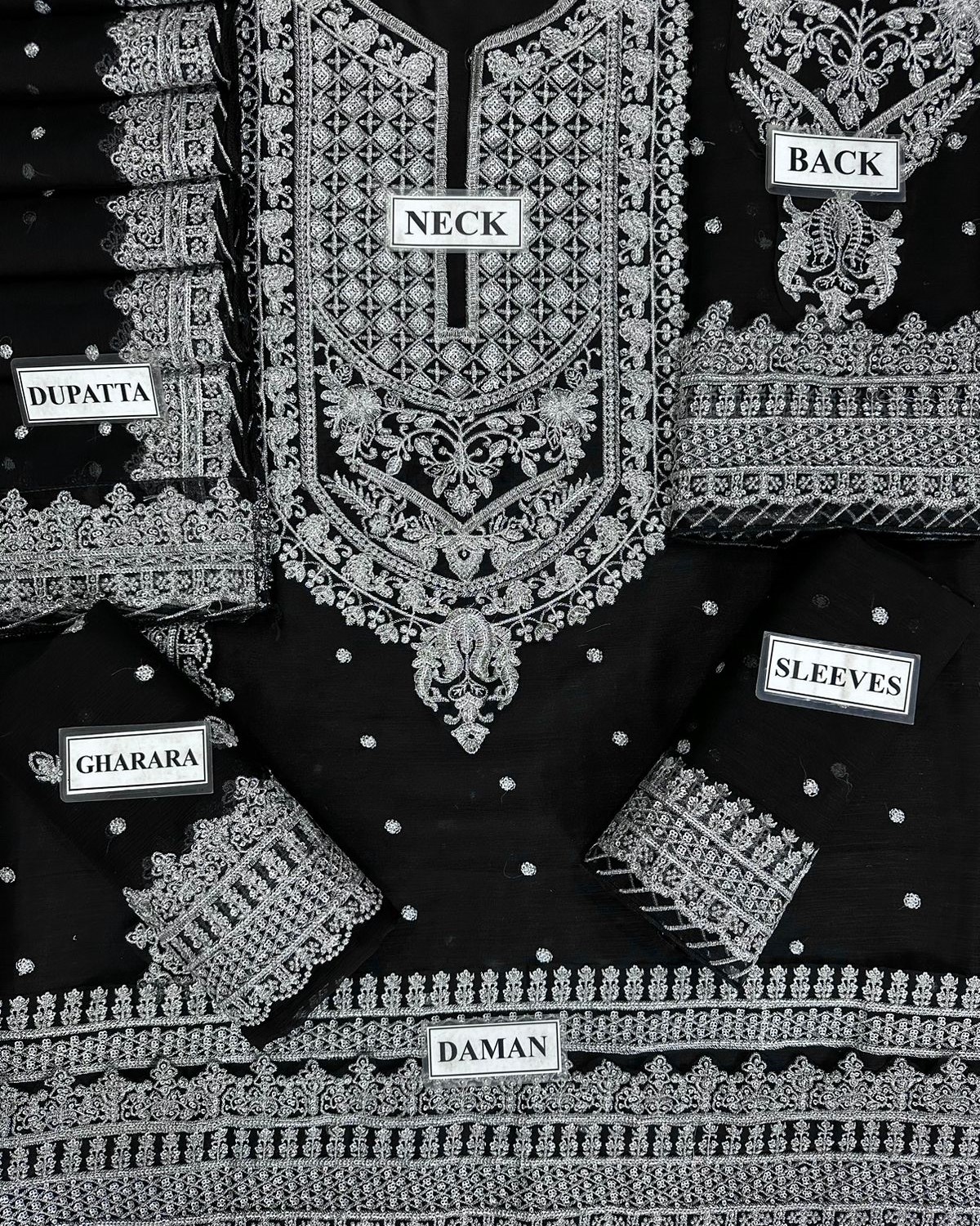 Chiffon Heavy Embroidered Spangle Work 3PC Suit - Image 7