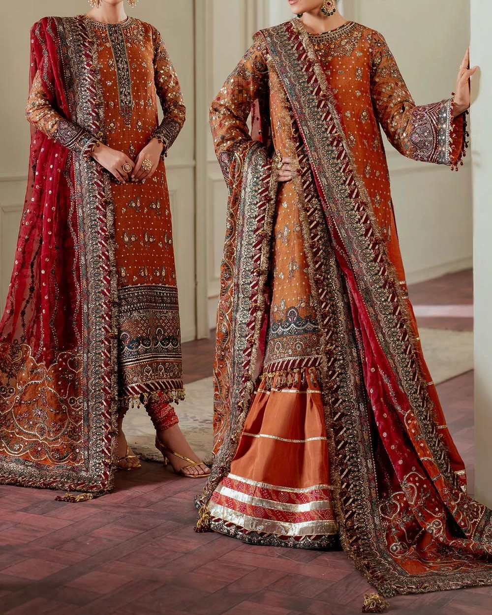Mysoori Embroidered 3PC Suit with Organza Dupatta - Image 2