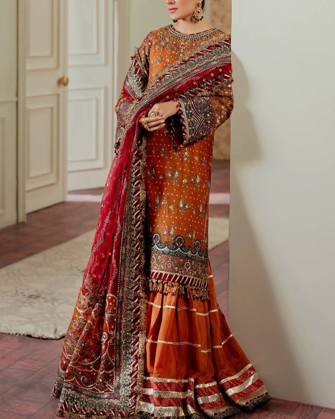 Mysoori Embroidered 3PC Suit with Organza Dupatta - Image 3