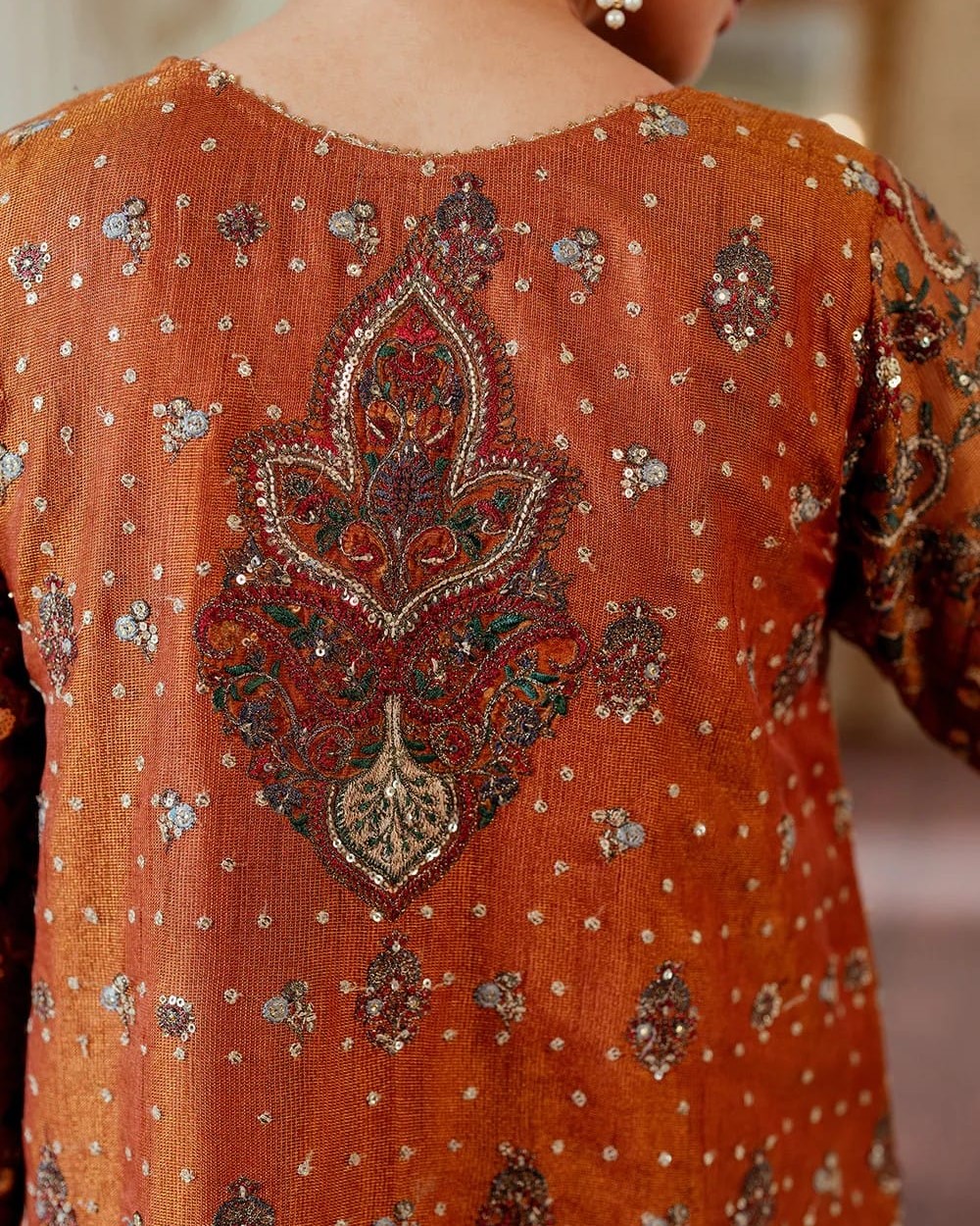 Mysoori Embroidered 3PC Suit with Organza Dupatta - Image 6