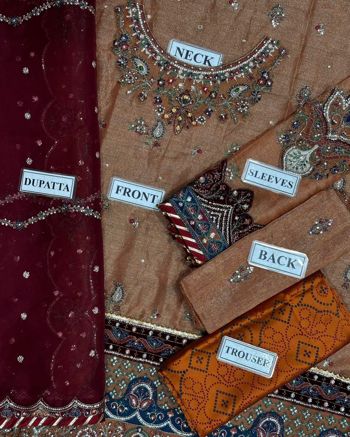 Mysoori Embroidered 3PC Suit with Organza Dupatta - Image 11