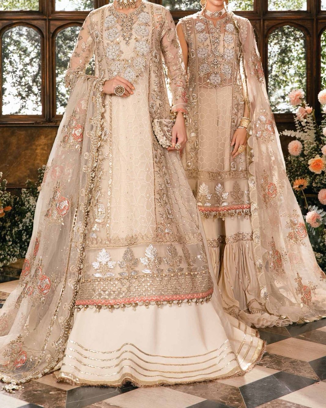 Organza Heavy Embroidered Spangle Work 3PC Suit with Hand Embellishment - Image 2