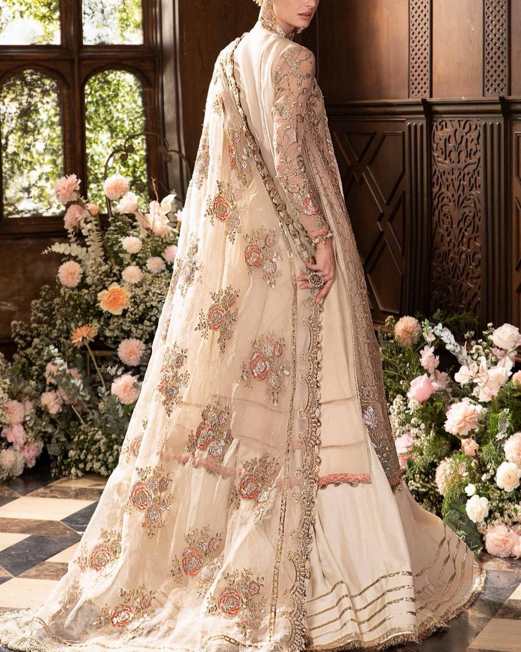 Organza Heavy Embroidered Spangle Work 3PC Suit with Hand Embellishment - Image 4