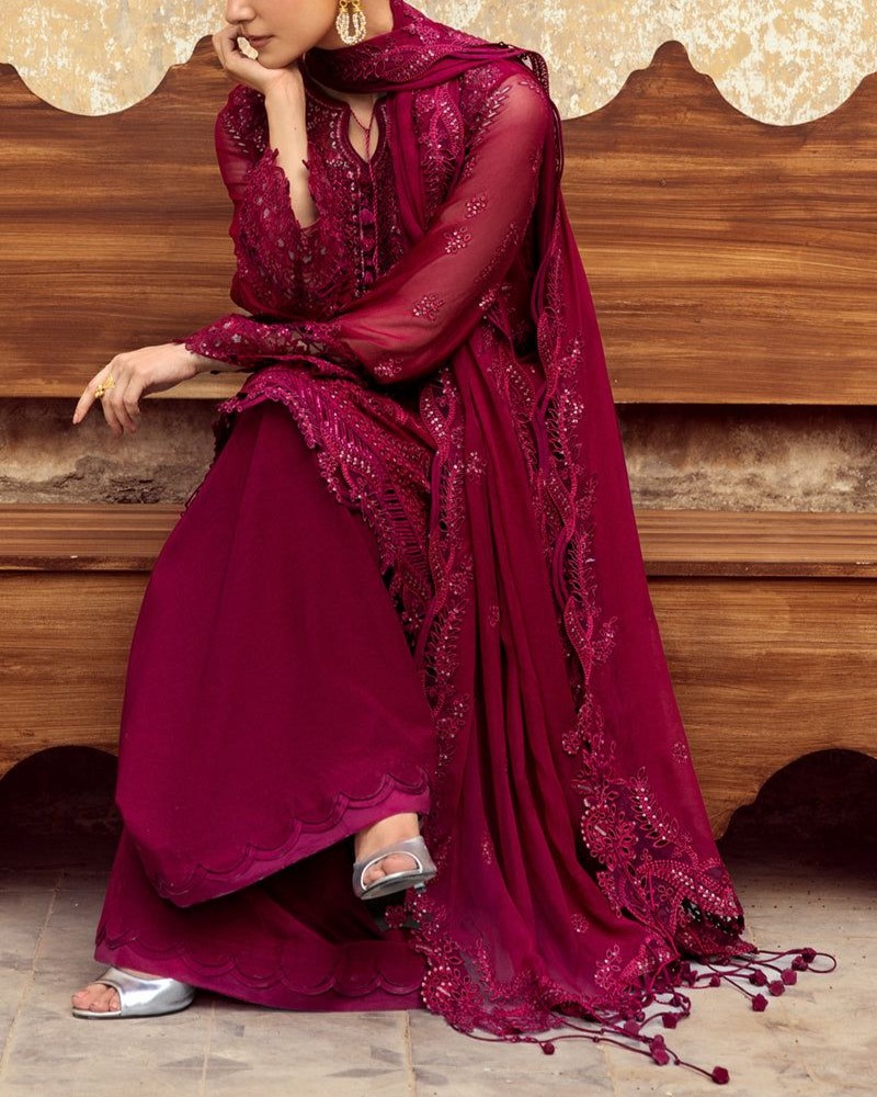 Chiffon Heavy Embroidered Spangle Work 3PC Suit with Hand Embellishment - Image 3