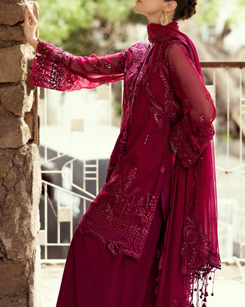 Chiffon Heavy Embroidered Spangle Work 3PC Suit with Hand Embellishment - Image 2