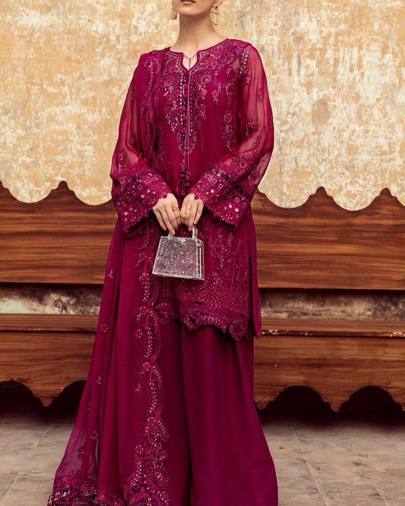 Chiffon Heavy Embroidered Spangle Work 3PC Suit with Hand Embellishment