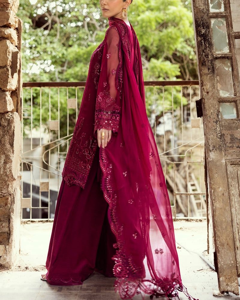 Chiffon Heavy Embroidered Spangle Work 3PC Suit with Hand Embellishment - Image 4