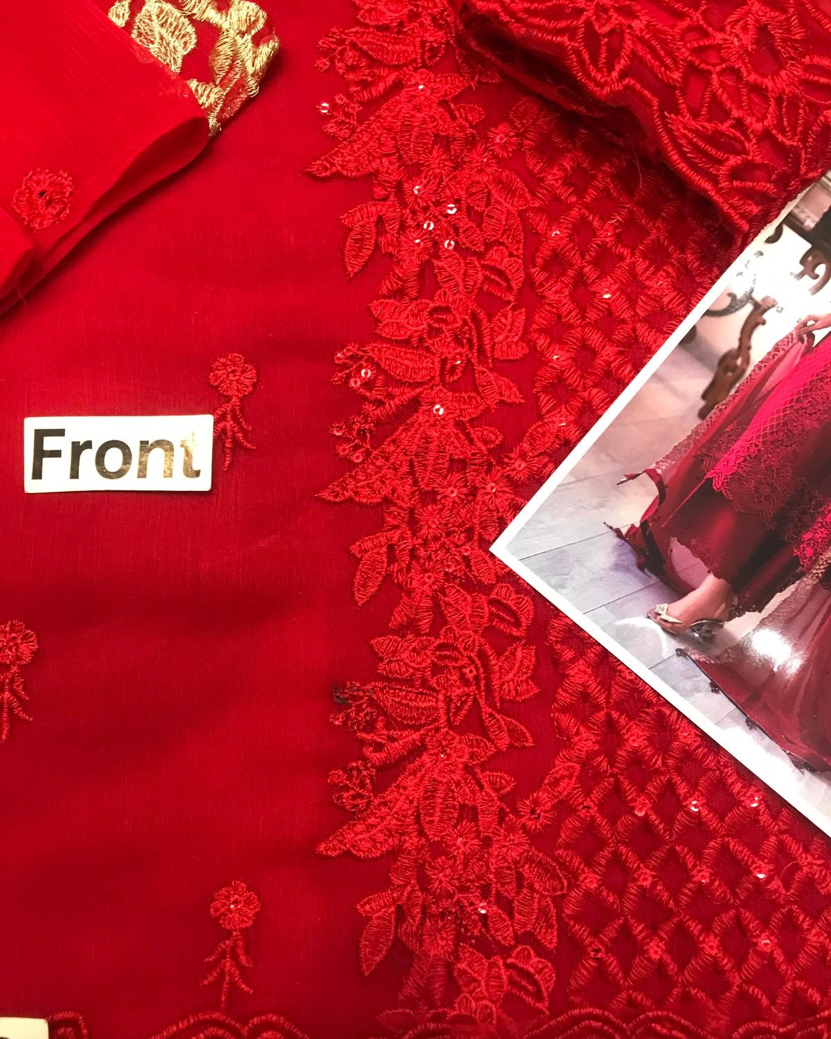 Elegant Chiffon Embroidered Suit with Shamoz Silk Trouser - Image 8