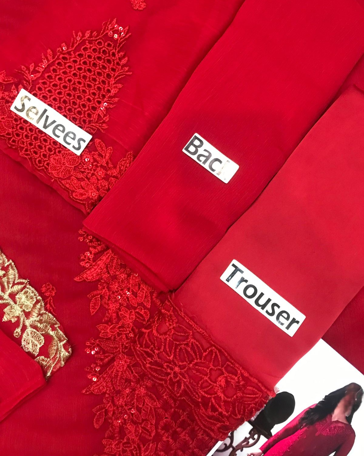 Elegant Chiffon Embroidered Suit with Shamoz Silk Trouser - Image 7