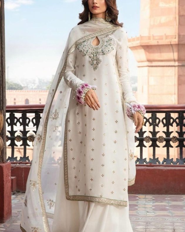 Elegant Chiffon Embroidered Suit with Adda Work & Net Dupatta