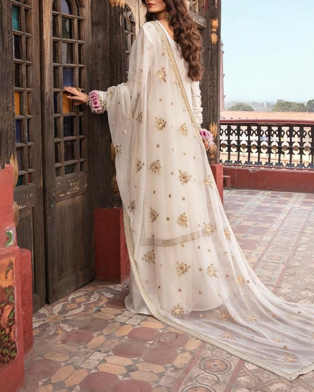 Elegant Chiffon Embroidered Suit with Adda Work & Net Dupatta - Image 3