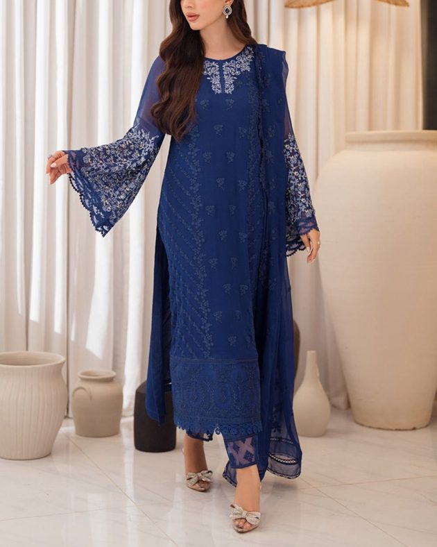 Elegant Chiffon Suit paired with Raw Silk Trouser