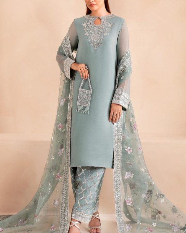 Chiffon Sequence Suit with Organza Dupatta