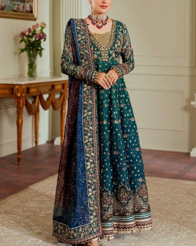 Chiffon Sequence Work Frock with Silk Trouser