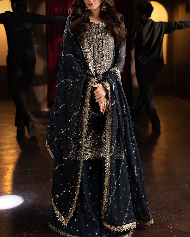 Chiffon Embroidered Gharara Suit