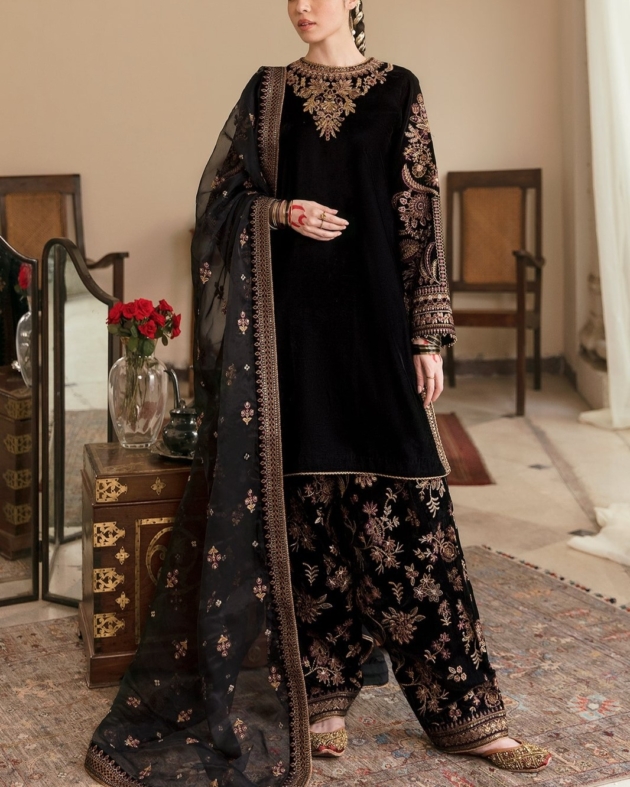 Chiffon Embroidered Suit