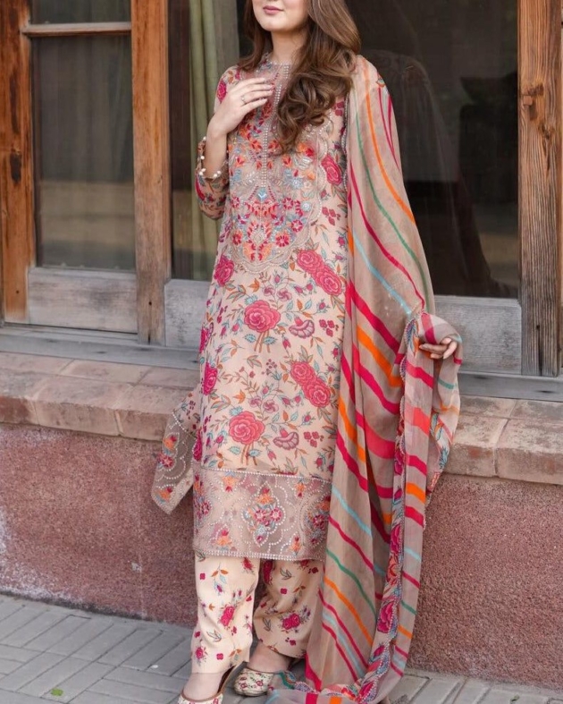 Printed Lawn Embroidered Suit